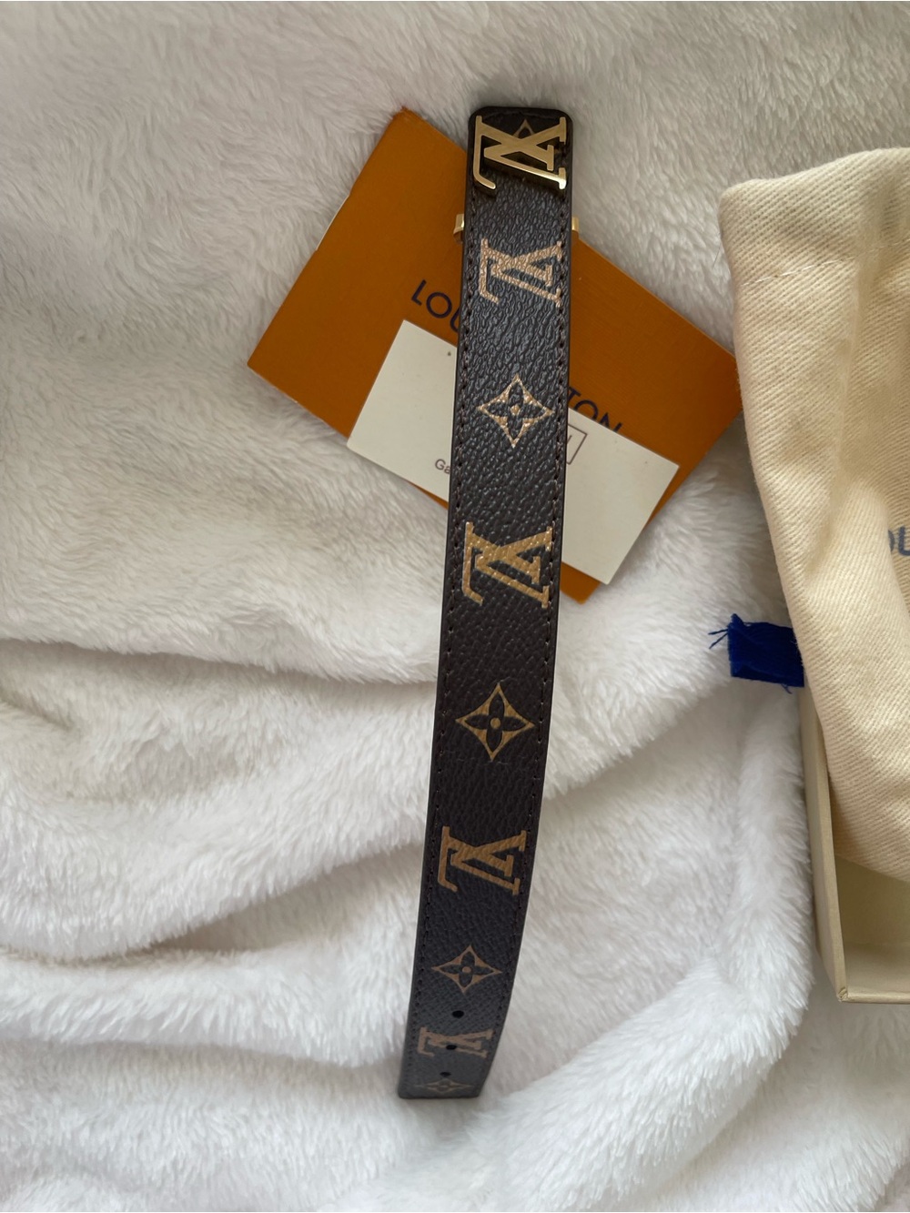 Louis Vuitton Dark Brown Monogram Leather Belt with Gold LV Buckle